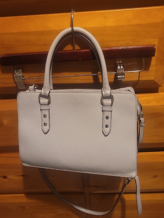 kate spade Handbags - kate spade Pebbled Light Gray Leather Satchel with Top Handles